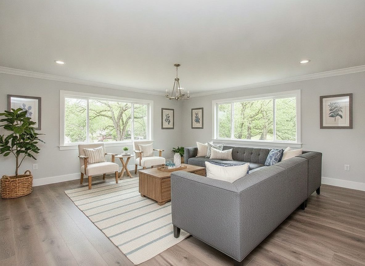 Freshly painted bedroom with crisp white trim in a Yorktown Heights home